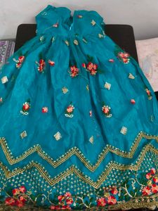 Beautiful Teal Lehenga Choli with Floral Embroider