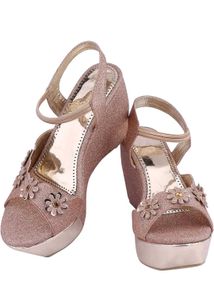 Sparkly Flower Wedge Sandals