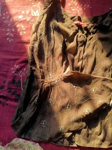 Stylish Printed Brown Blouse