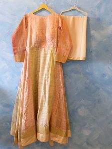 Peach Anarkali with Dupatta