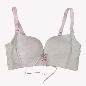 Lace-Up Front Grey Bra