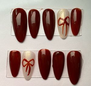 Deep Red Bow Glossy Nail Polish