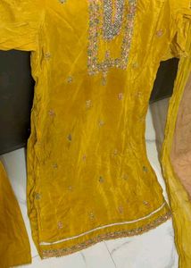 real work desighner Yellow plazo set