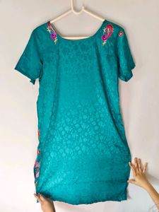 Teal Paisley Embroidered Dress