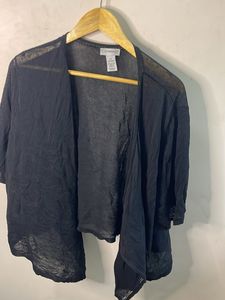 Black Sheer Cropped Cardigan