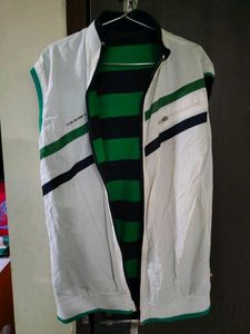 Striped Sleeveless Zip-Up Vest