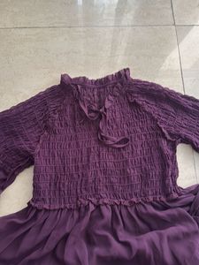 Flowy Purple Smocked Midi Dress