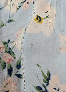 Boho Floral Print Tie-Neck Tunic Top
