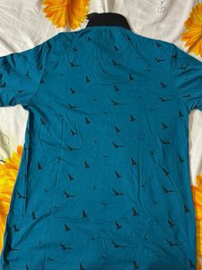 Hear and Now- Men's Teal Bird Print Polo T-Shirt