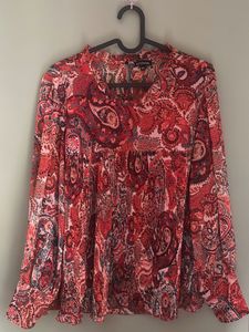 Boho Paisley Print Long Sleeve Top