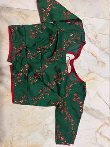 Elegant Red Saree with Embroidered Blouse
