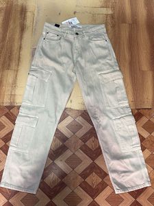 Cream 8 pocket  Cargo Pants for women