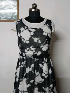 Floral Black &amp; White Dress