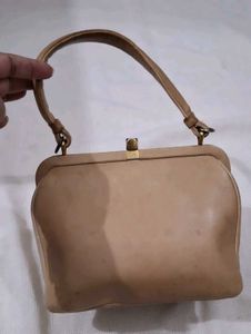 vintage  Tan Leather Clutch Bag