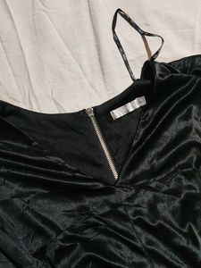 Sleek Black Satin Mini Dress