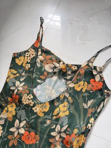 Floral Print Slip bodycon backless dress