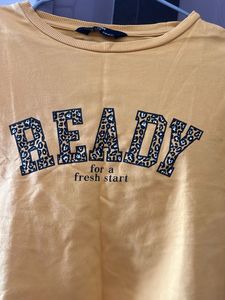 Yellow "Ready" Graphic Crop Top