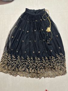 Elegant Black & Gold Embroidered Skirt