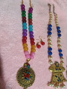 Blue N Malti Long Beads Set Combo