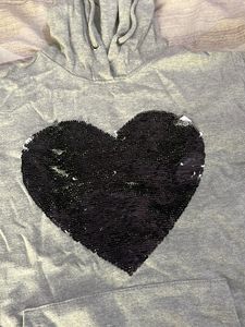 a grey sweatshirt