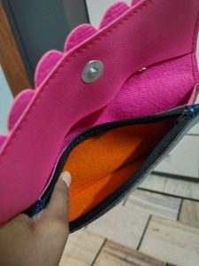 Pink &amp; Navy Embroidered Wallet