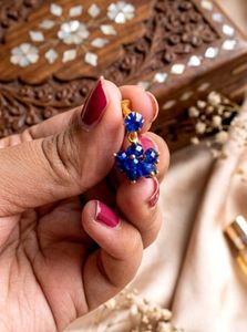 Boho Blue Beaded Flower Earrings✨😍💙