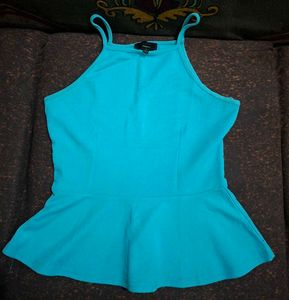 Aqua Blue Peplum Tank Top