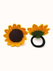 Crocheted Sunflower Hair Tie & Clip