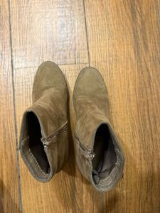 Suede Ankle Boots with Block Heel