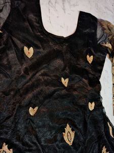 Elegant Black Anarkali Suit with Gold Embroidery