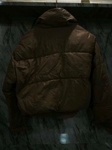 Stylish Brown Puffer Jacket Size L