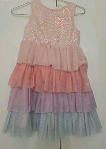 Girls Tiered Sequin Dress