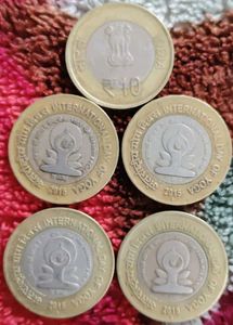 Yoga Day 10 Rupee Coins 5 Pcs Set