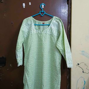 Yellow &amp; White Kurta Set with Palazzo