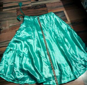 Green Satin Midi Skirt