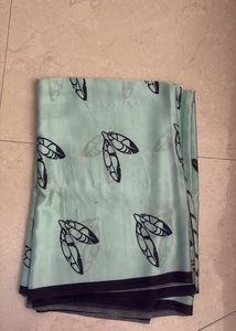 Satin Light Green Saree with Leaf Print
