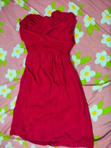 Chic Strapless Red Dress