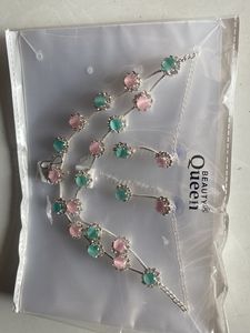 Brand New Diamond Necklace With Earrings