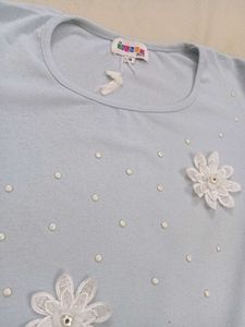 Blue Flower Applique Top