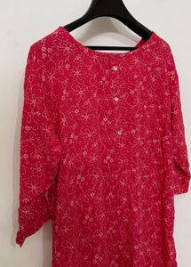 Vibrant Red Floral Kurta