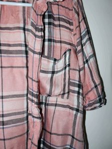 Cute Pink Plaid Button-Up Shirt