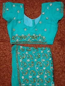 Elegant Teal Embroidered Saree