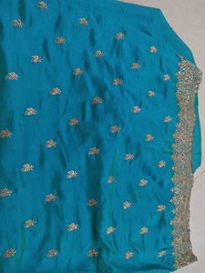 Stunning Teal Embroidered Saree