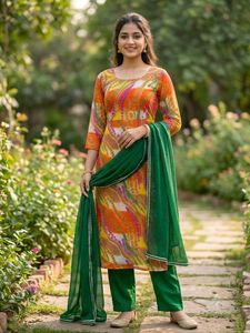 Vibrant Printed Kurta Set with Dupatta