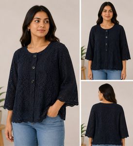Black Lace Button-Up Cardigan