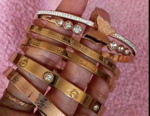 LV Branded Anti Tarnish Handcuffs,Rose Gold