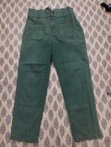 Green High-Waisted Wide-Leg Jeans