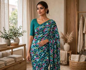 Vibrant Geometric Print Saree