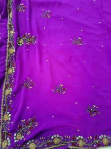 Beautiful Purple Embellished Saree