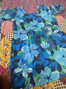 Blue Floral Print Kurta